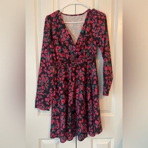 Pink floral long sleeve short dress. Size M. Never used.